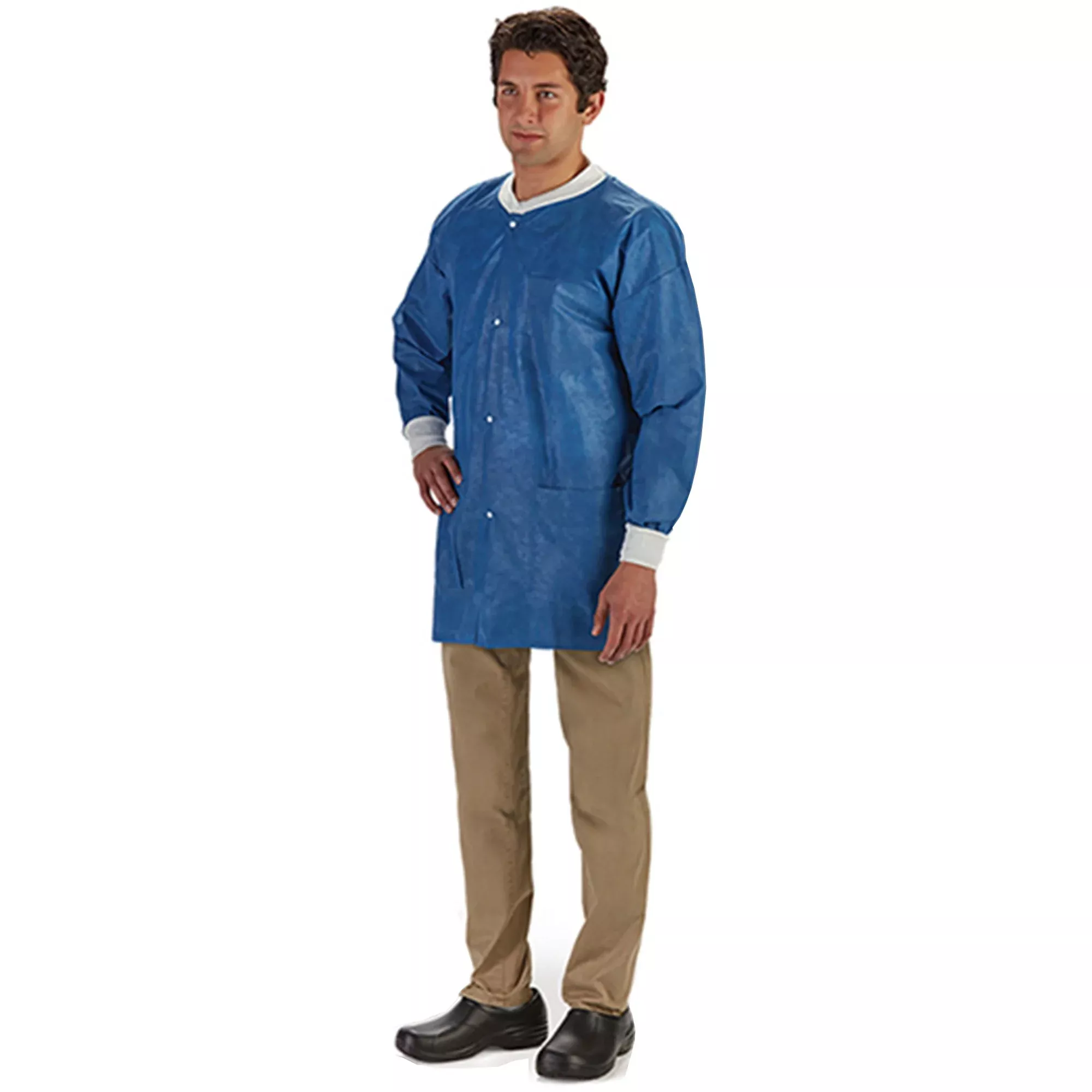 LabMates Lab Jacket, Small, Blue, 1 Case of 50