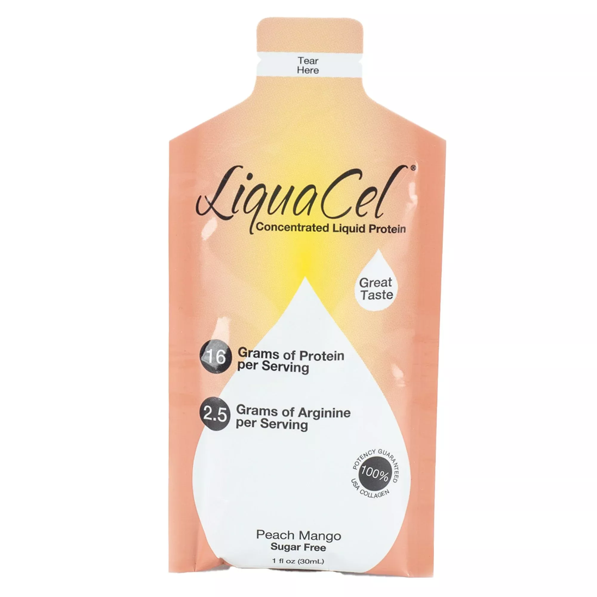 LiquaCel™ Peach Mango Oral Protein Supplement, 1 oz. Packet, 1 Pack