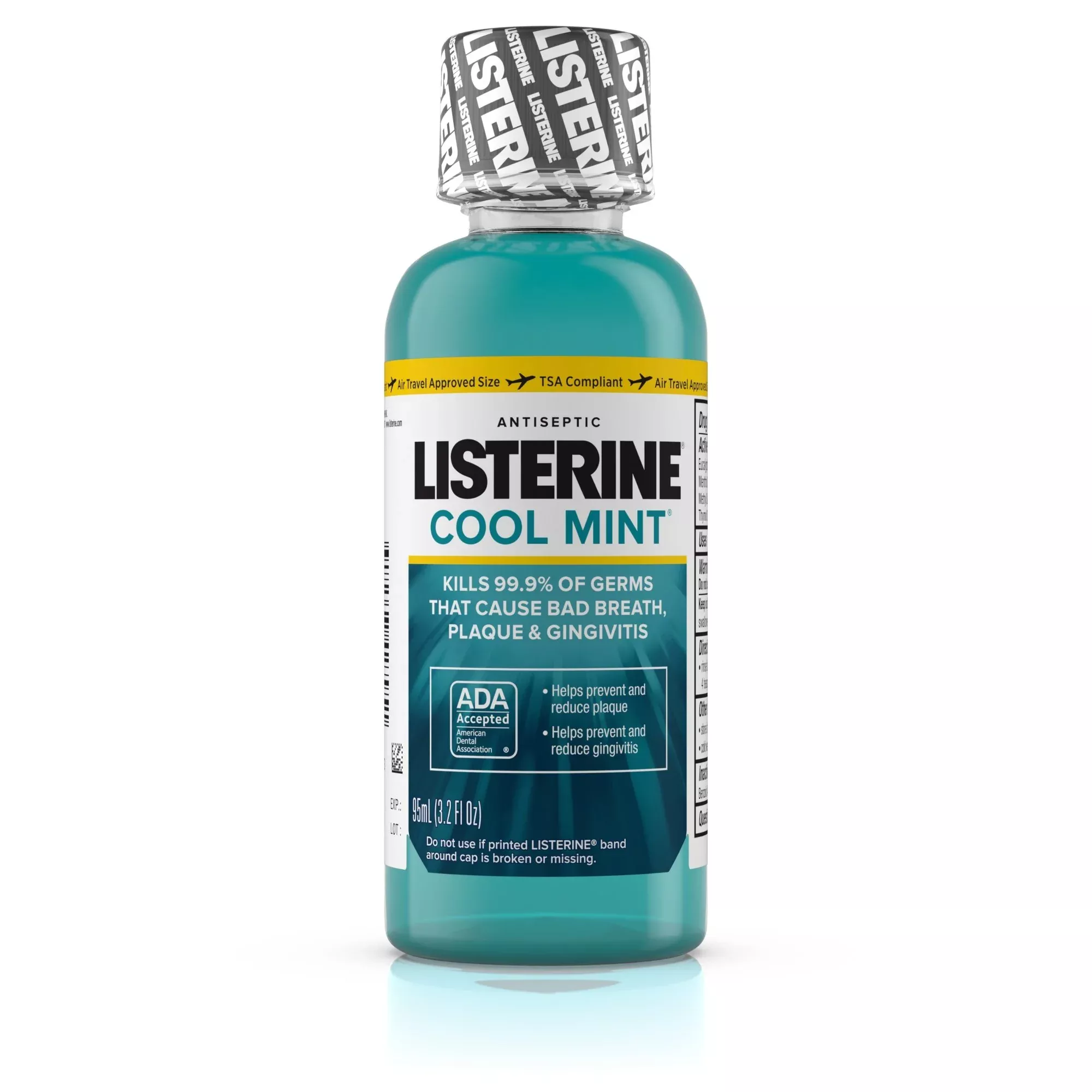 Listerine Cool Mint Antiseptic Mouthwash, 3.2 oz. Bottle, 1 Each