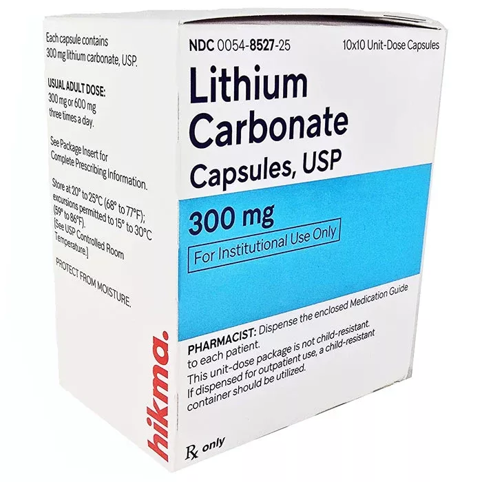 Lithium Carbonate 300 mg Capsule 100 Count (RX)