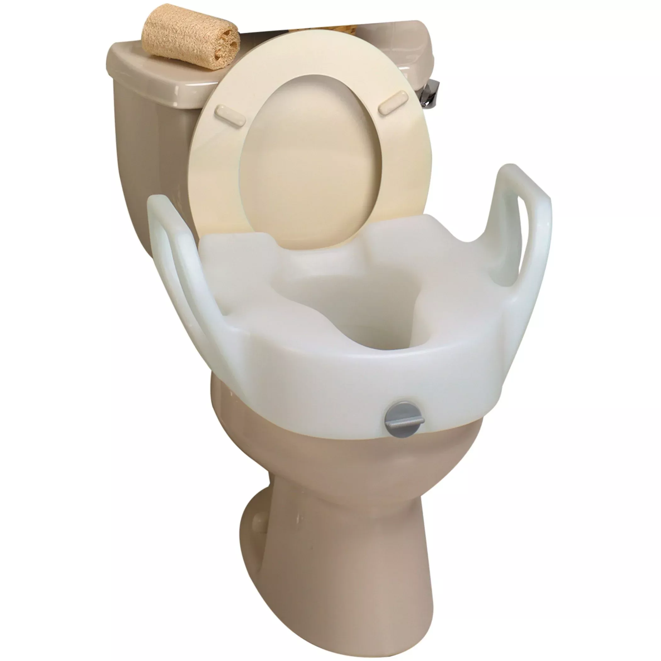 Lock-On Elevated Toilet Seat with Arms, 1 Each