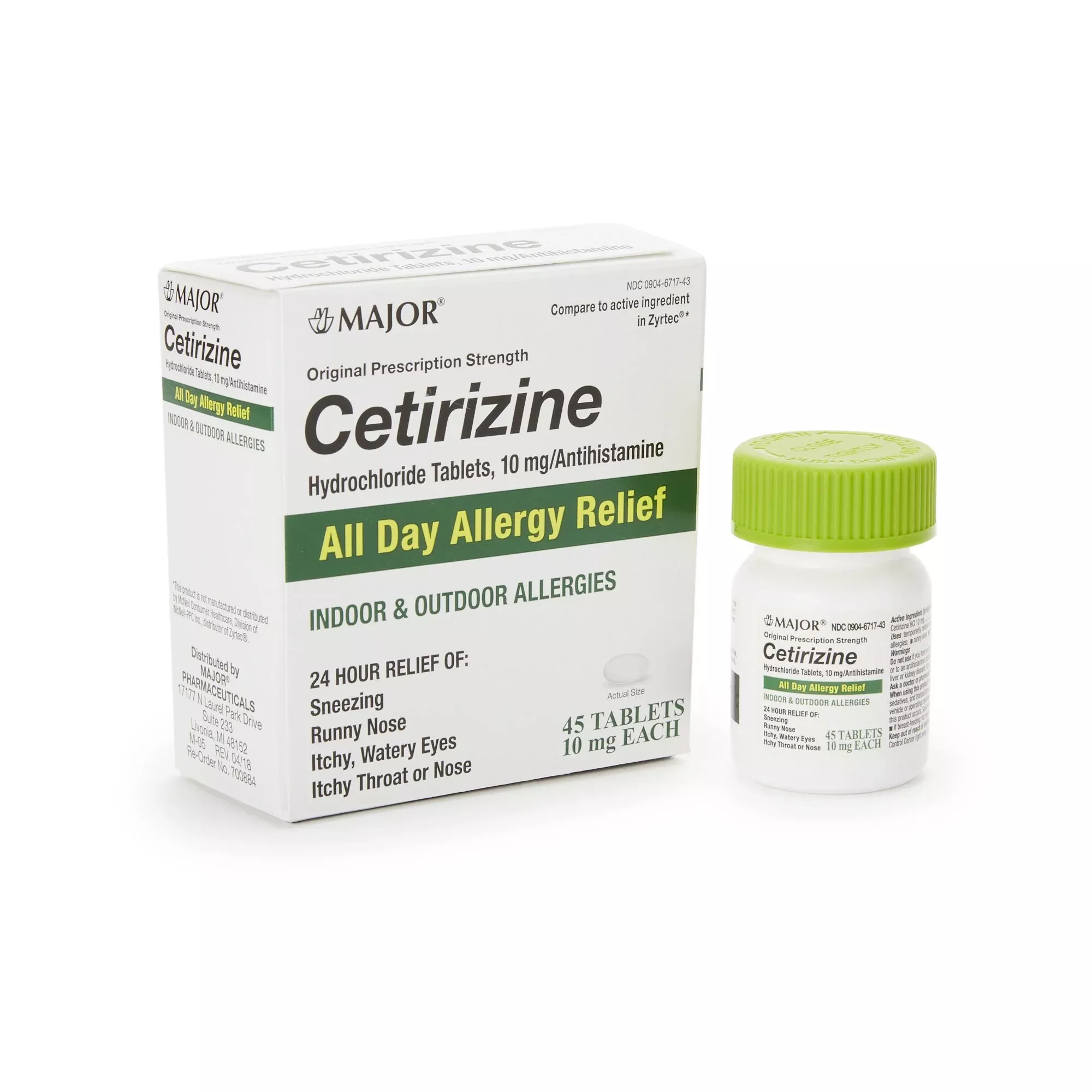 Major Cetirizine Antihistamine, 1 Bottle