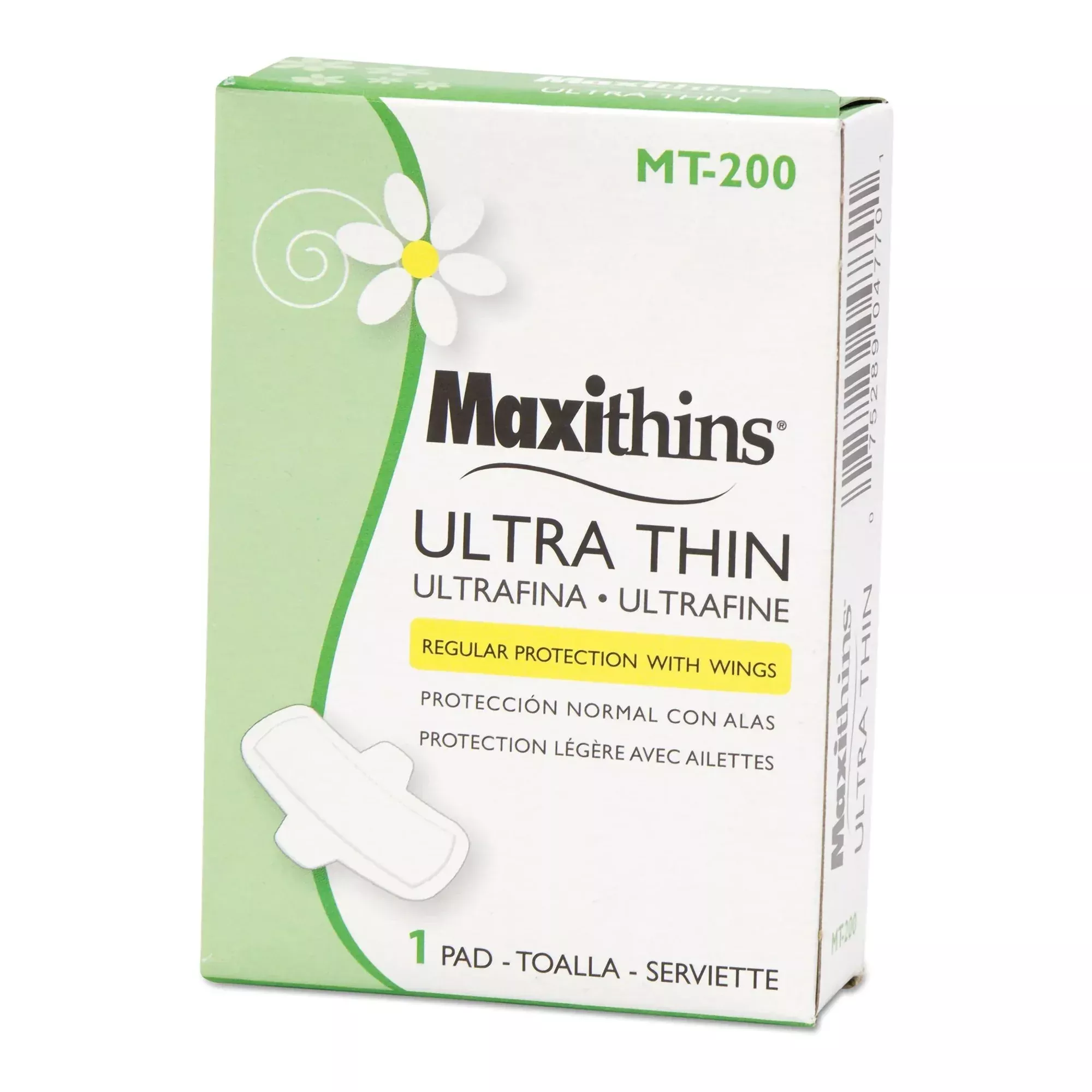 Maxithins Ultra Thin Pads with Wings, 1 Case of 200