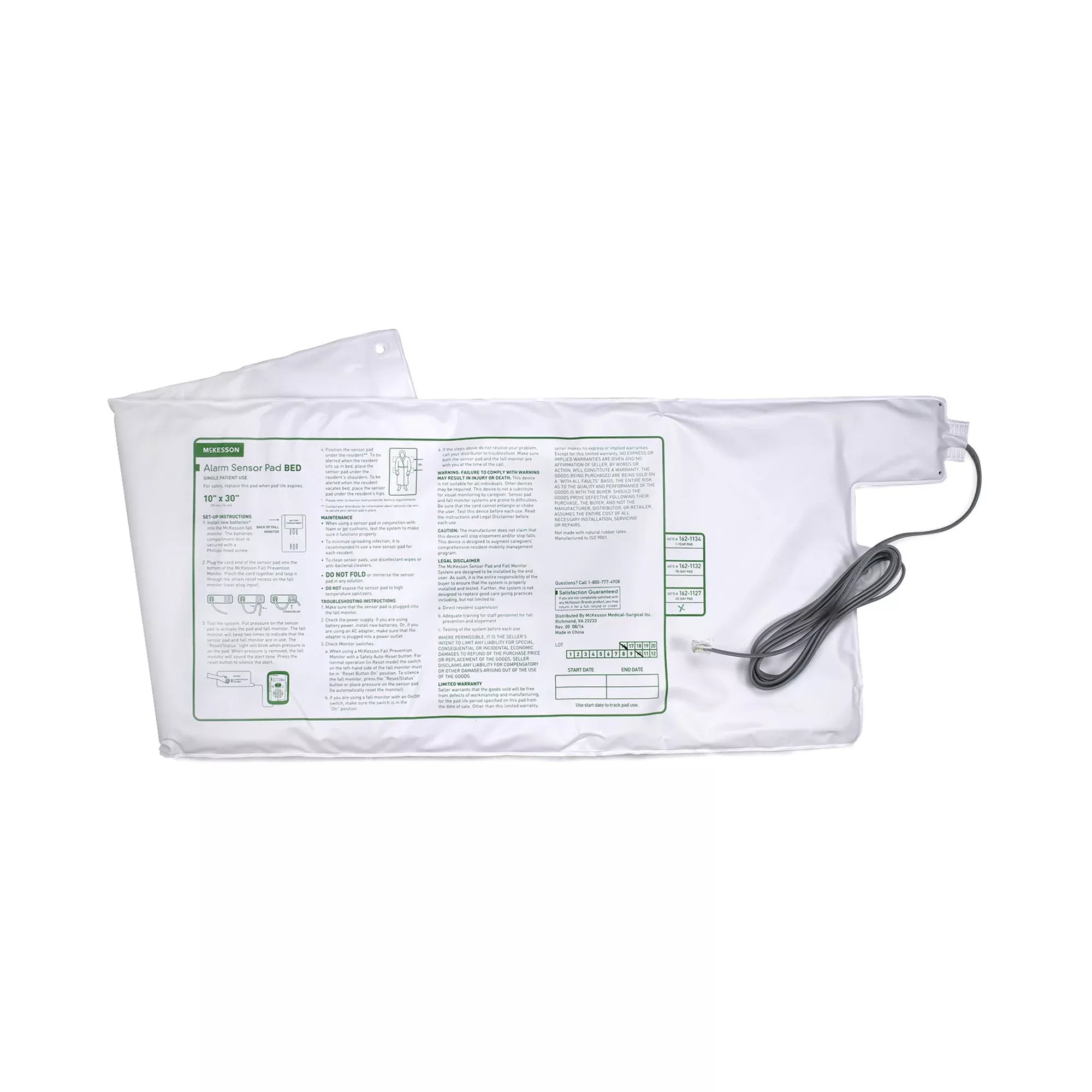 McKesson Bed Alarm Sensor Pad, 10 x 30 Inch, 1 Case of 30