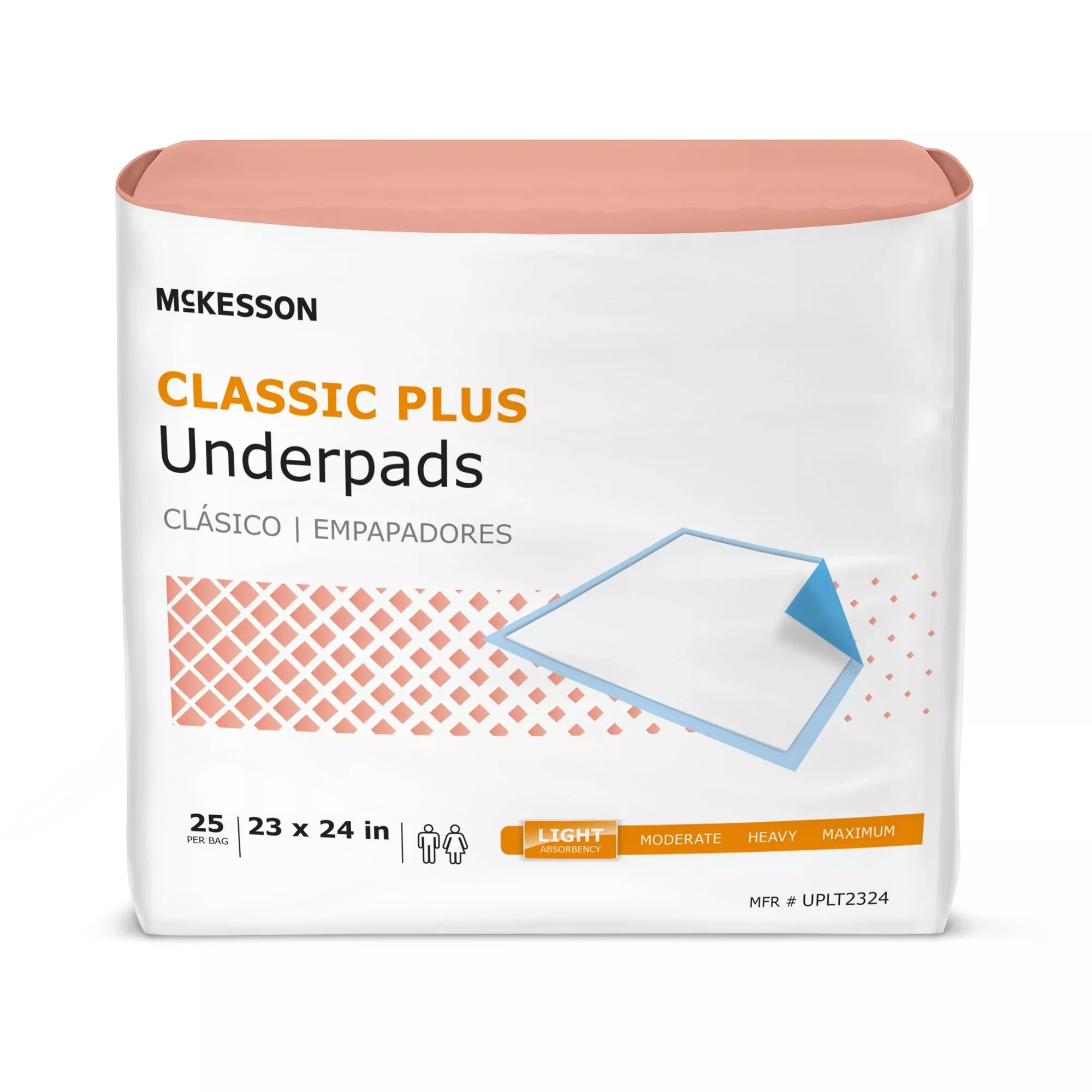 McKesson Classic Plus Underpad, 23 x 24 Inch, 1 Bag of 25