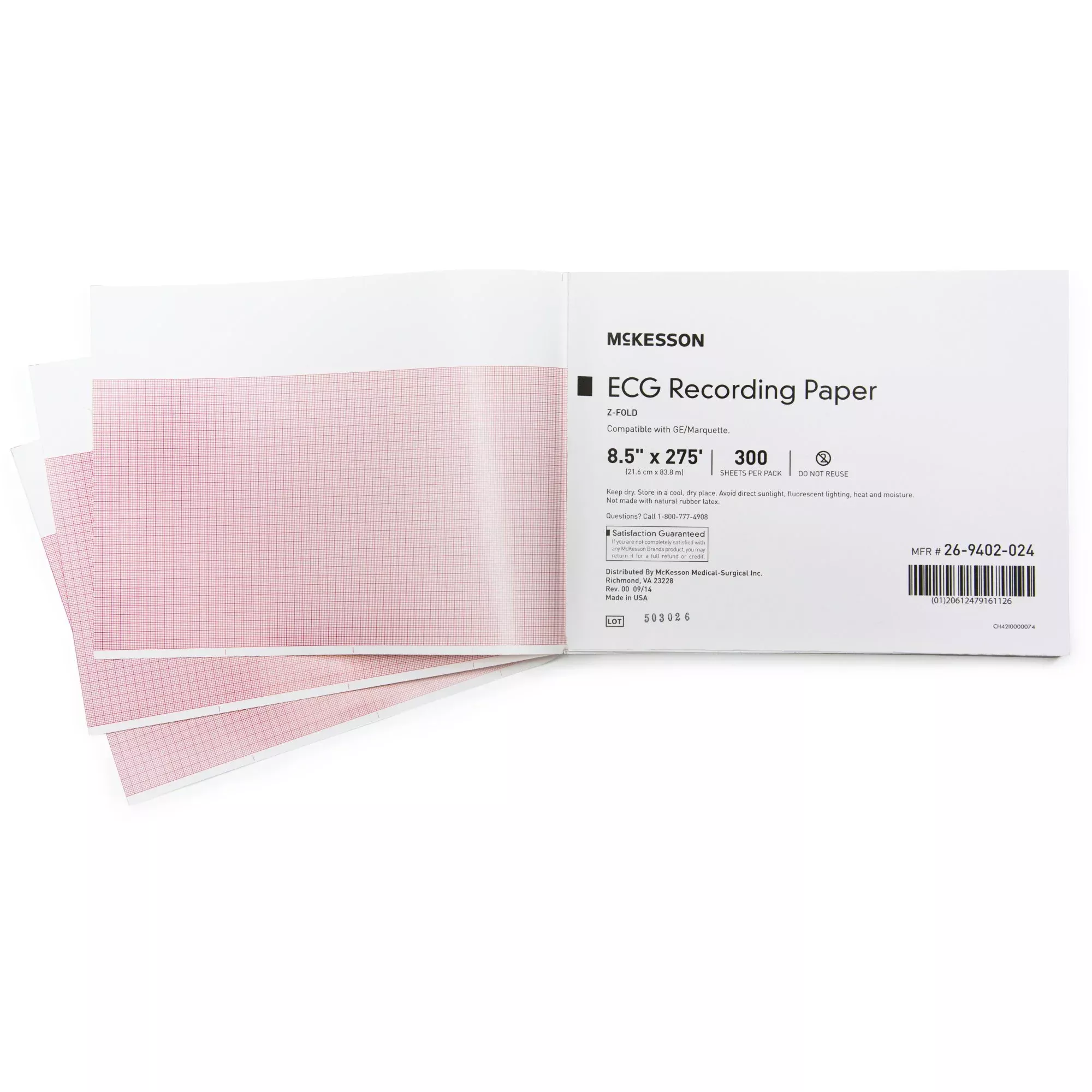 McKesson ECG Recording Paper, 1 Case of 3000