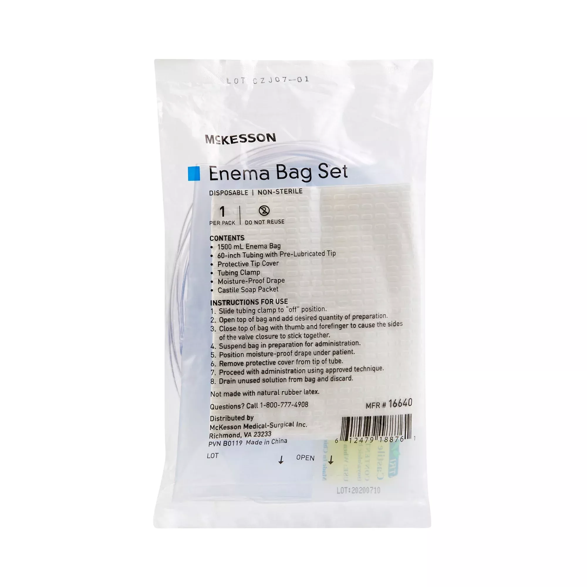 McKesson Enema Bag Set, 1 Case of 50
