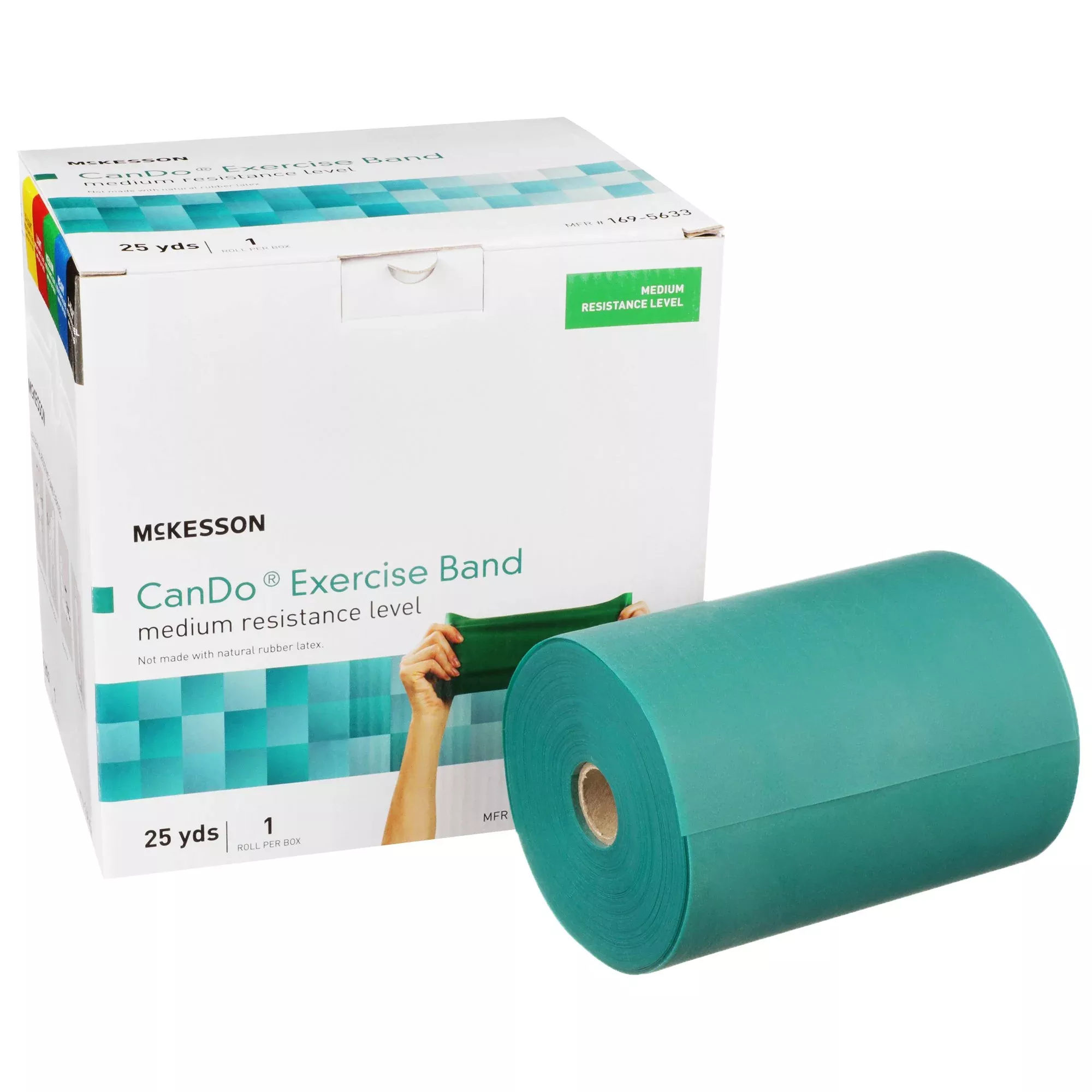 McKesson Exercise Resistance Band, Green, 5 Inch x 25 Yard, Medium Resistance, 1 Each