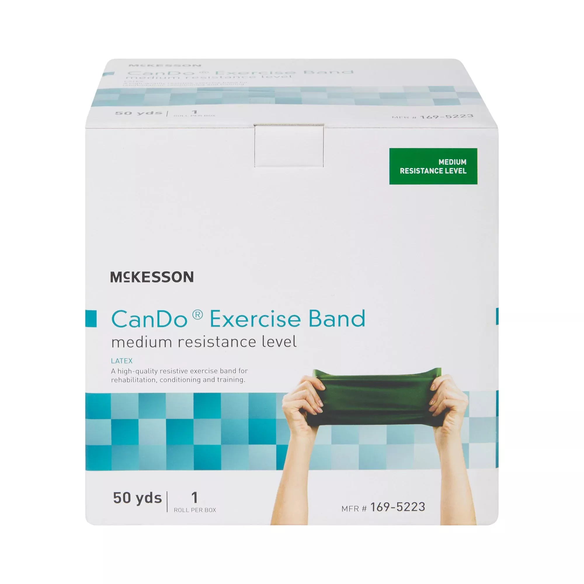 McKesson Exercise Resistance Band, Green, 5 Inch x 50 Yard, Medium Resistance, 1 Each