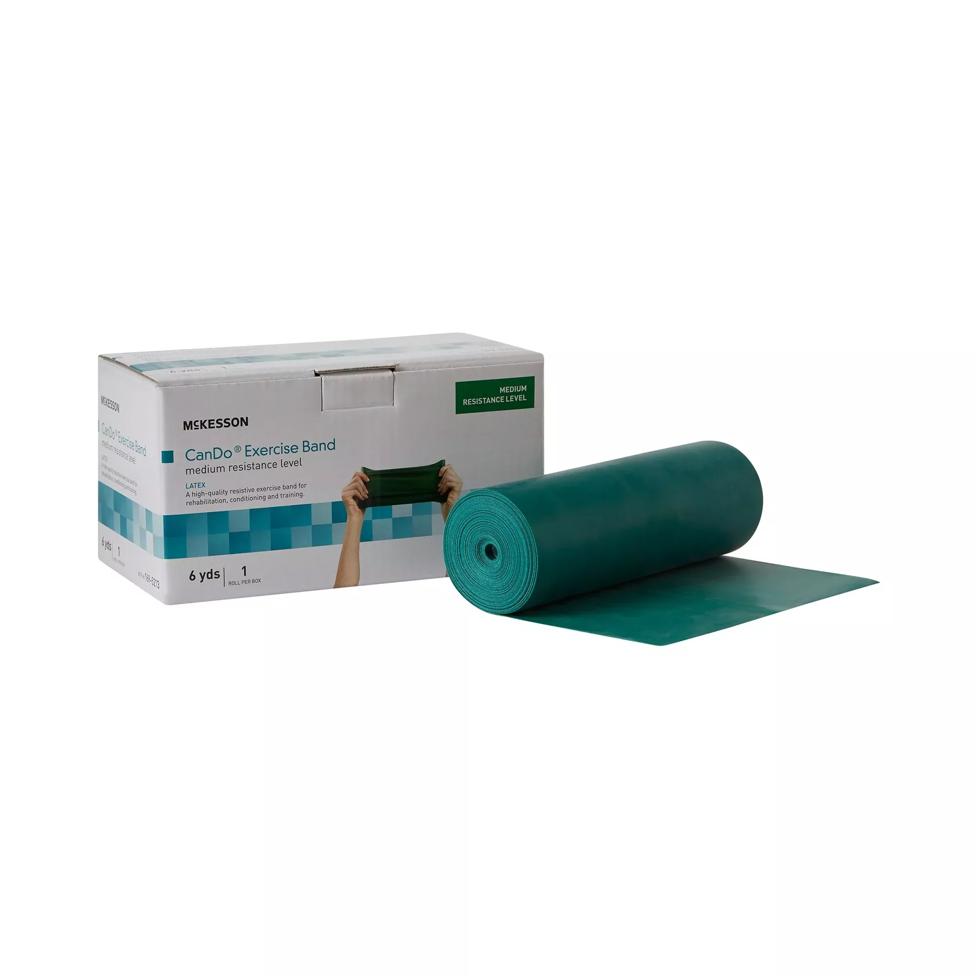 McKesson Exercise Resistance Band, Green, 5 Inch x 6 Yard, Medium Resistance, 1 Each