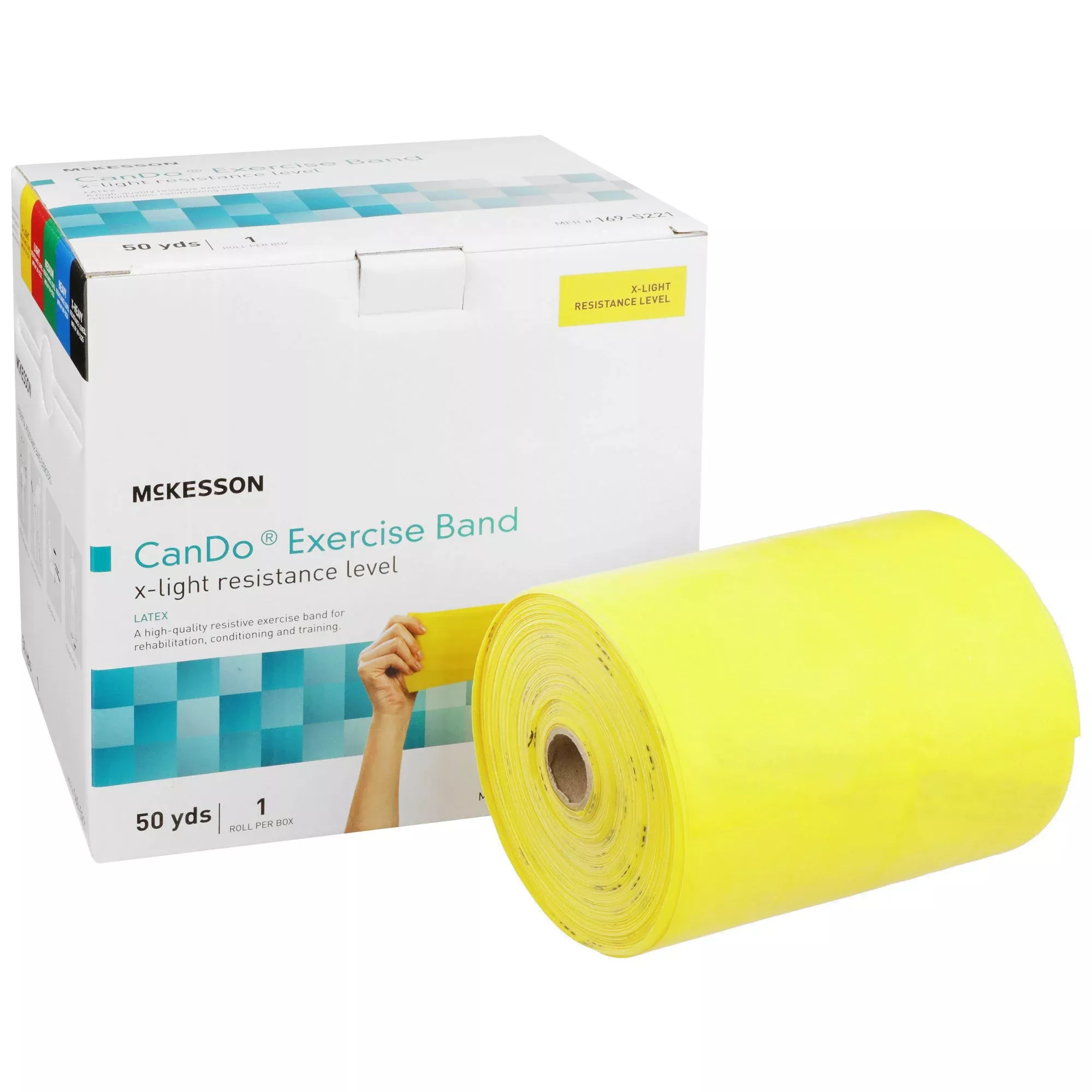 McKesson Exercise Resistance Band, Yellow, 5 Inch x 50 Yard, X-Light Resistance, 1 Each