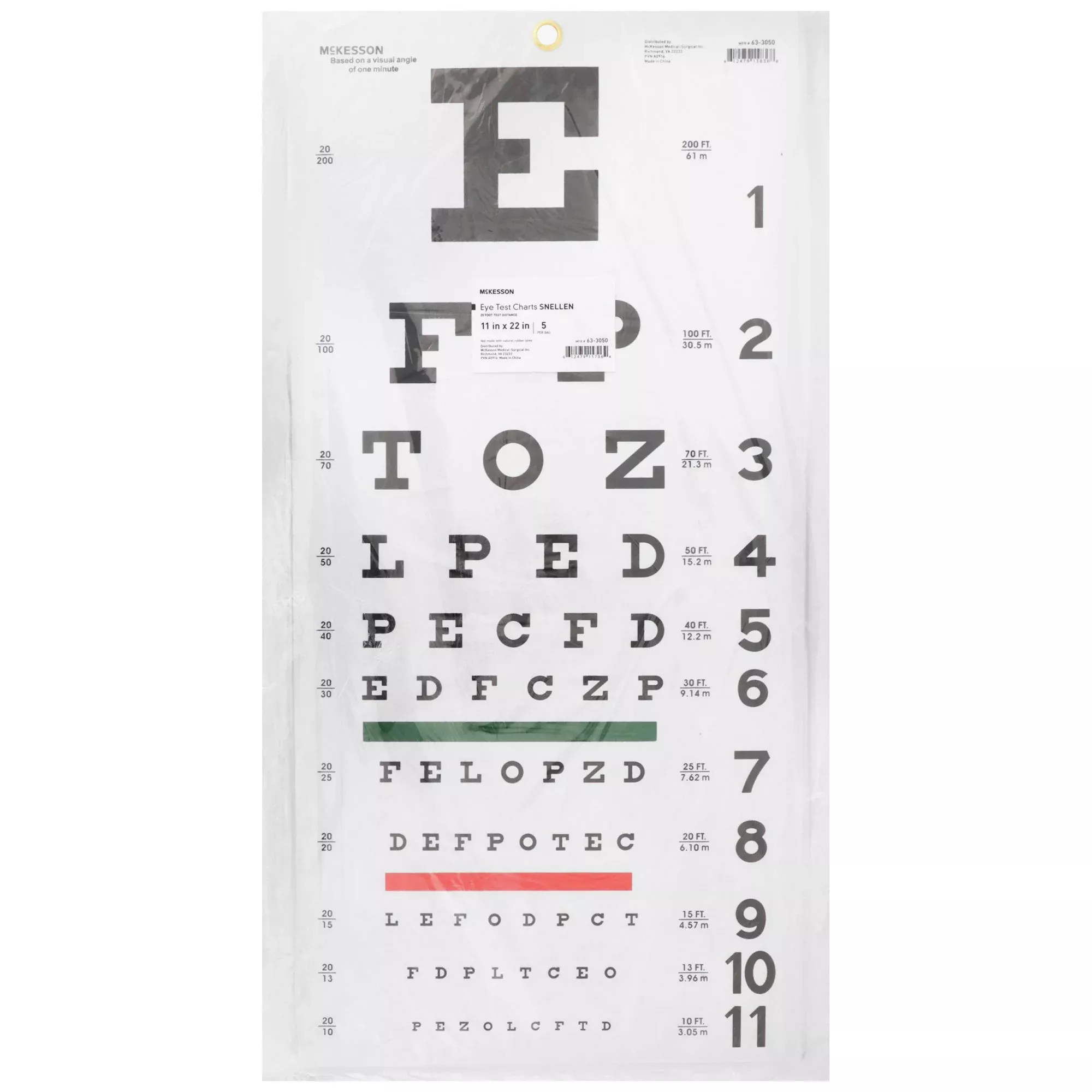 McKesson Eye Test Chart, 1 Bag of 5