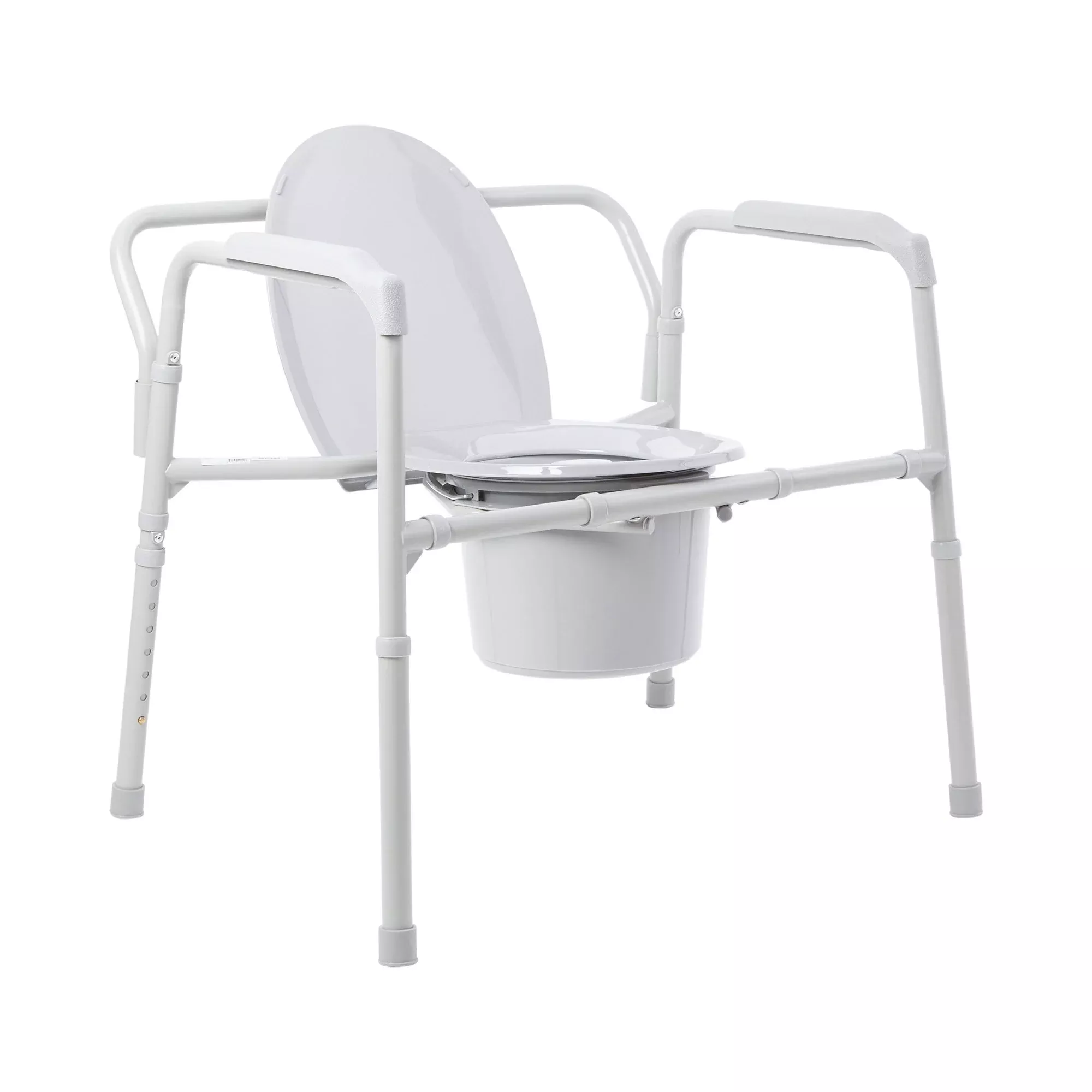 McKesson Fixed Arm Steel Folding Commode Chair, 15½ – 22 Inch, 1 Each