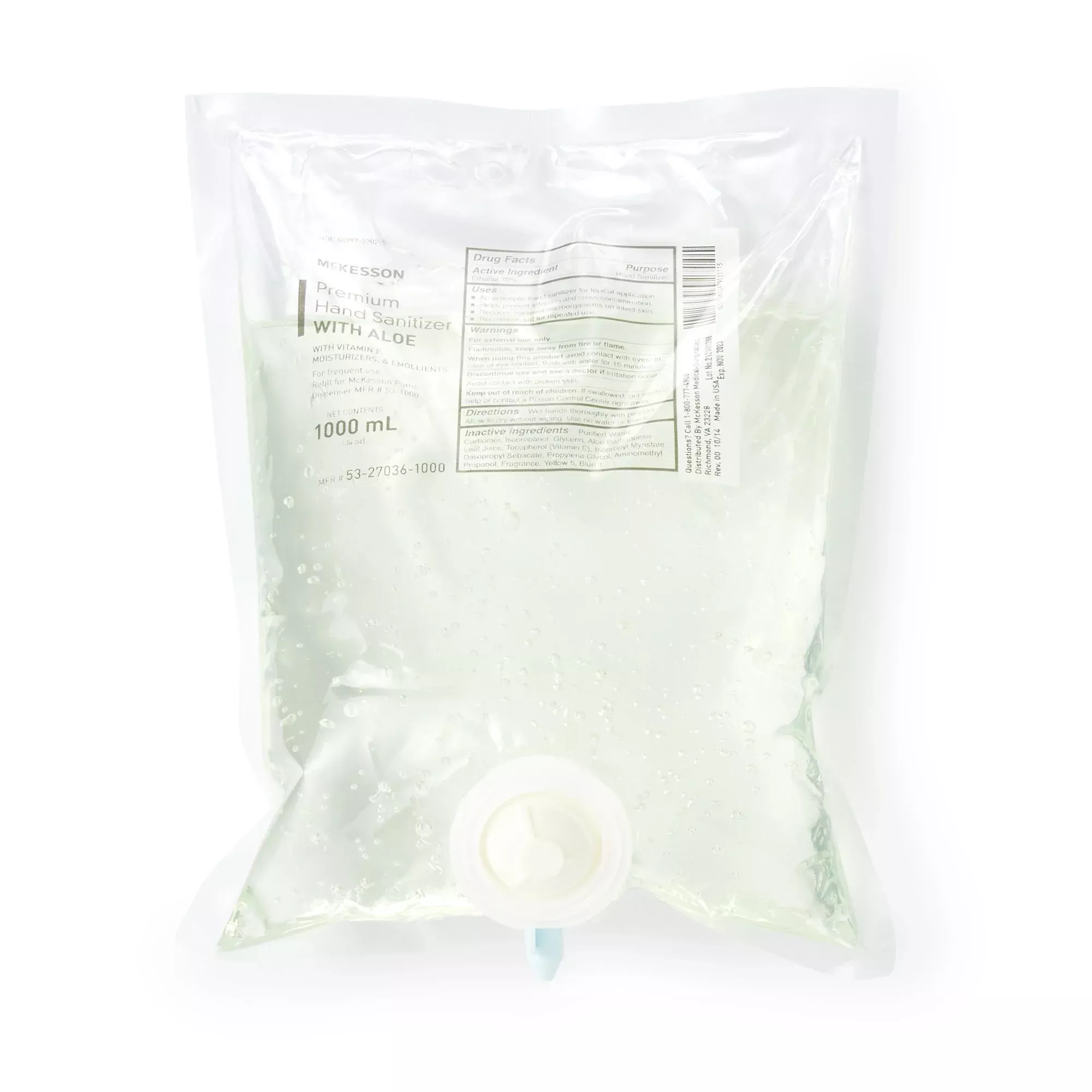 McKesson Gel Hand Sanitizer with Aloe 1000 mL, 1 Case of 10