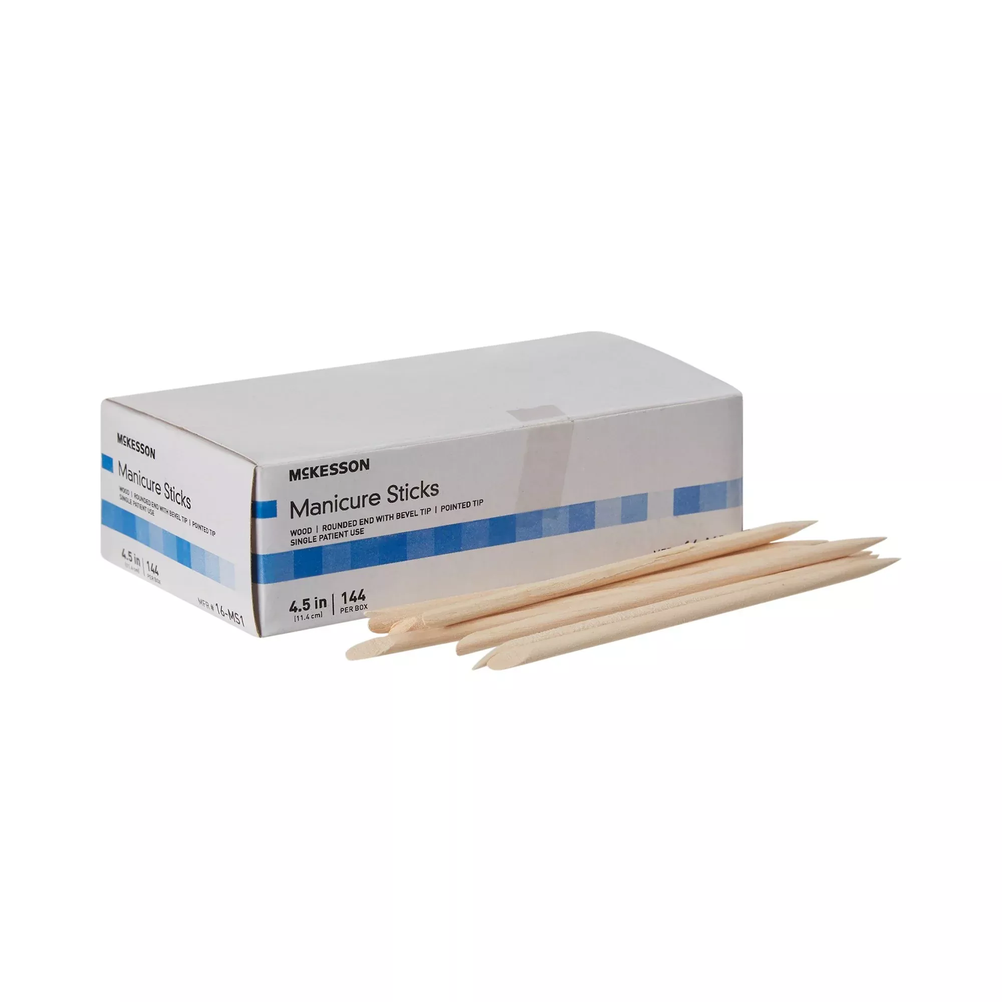 McKesson Manicure Sticks, 100% White Birch, 4.5", 1 Box of 144