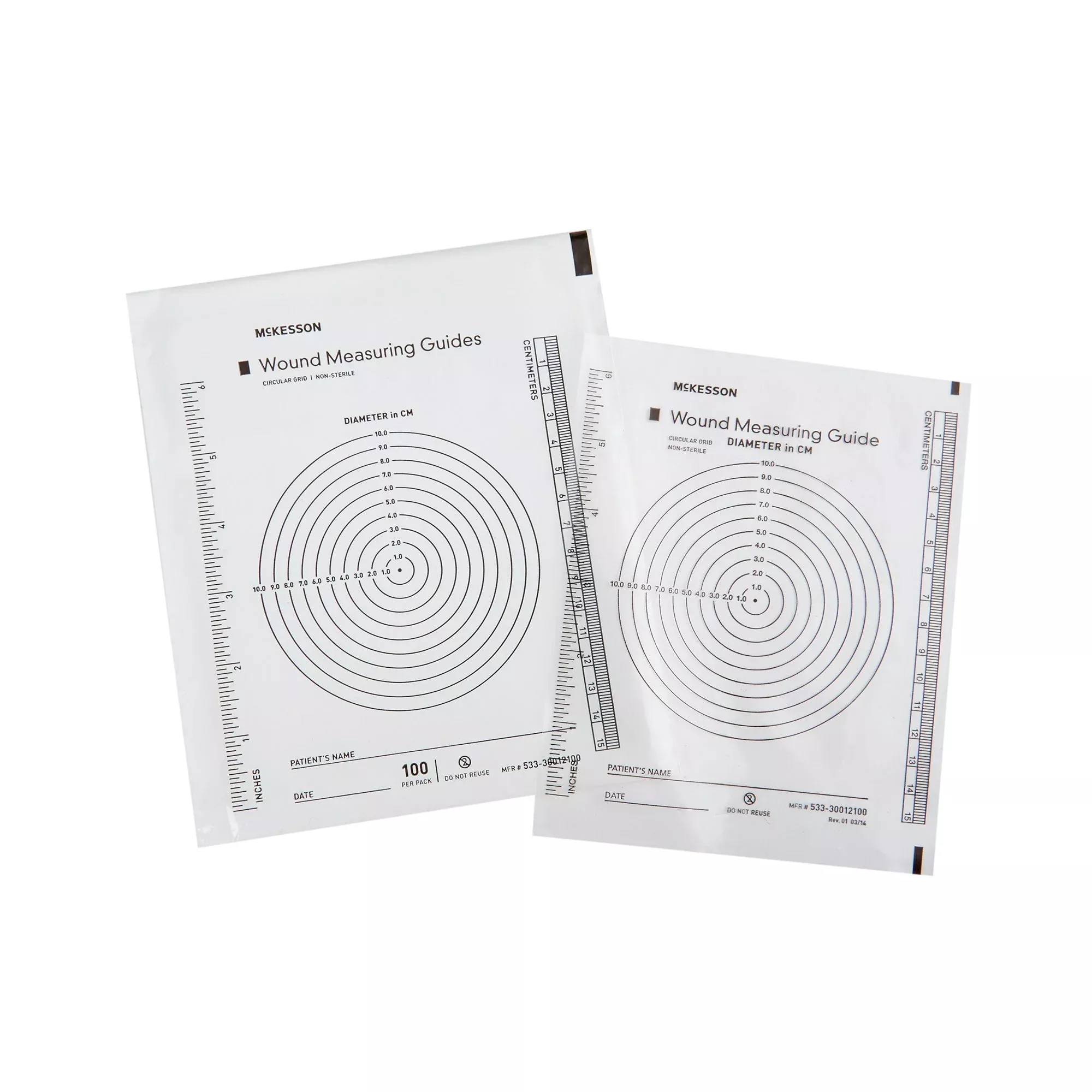 McKesson Nonsterile Plastic Wound Measuring Guide, 5 x 7 Inch, 1 Box of 100