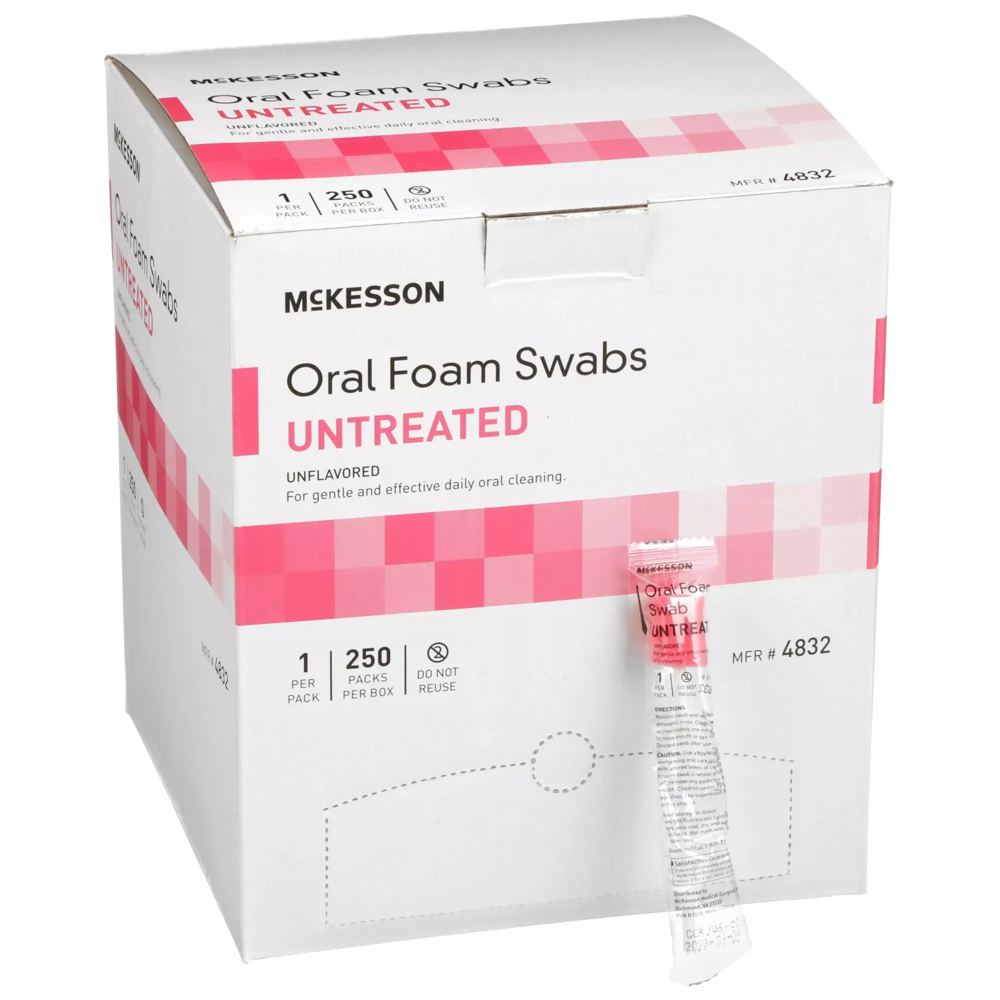 McKesson Oral Swabstick, Foam Tip, Untreated, 1 Box of 250