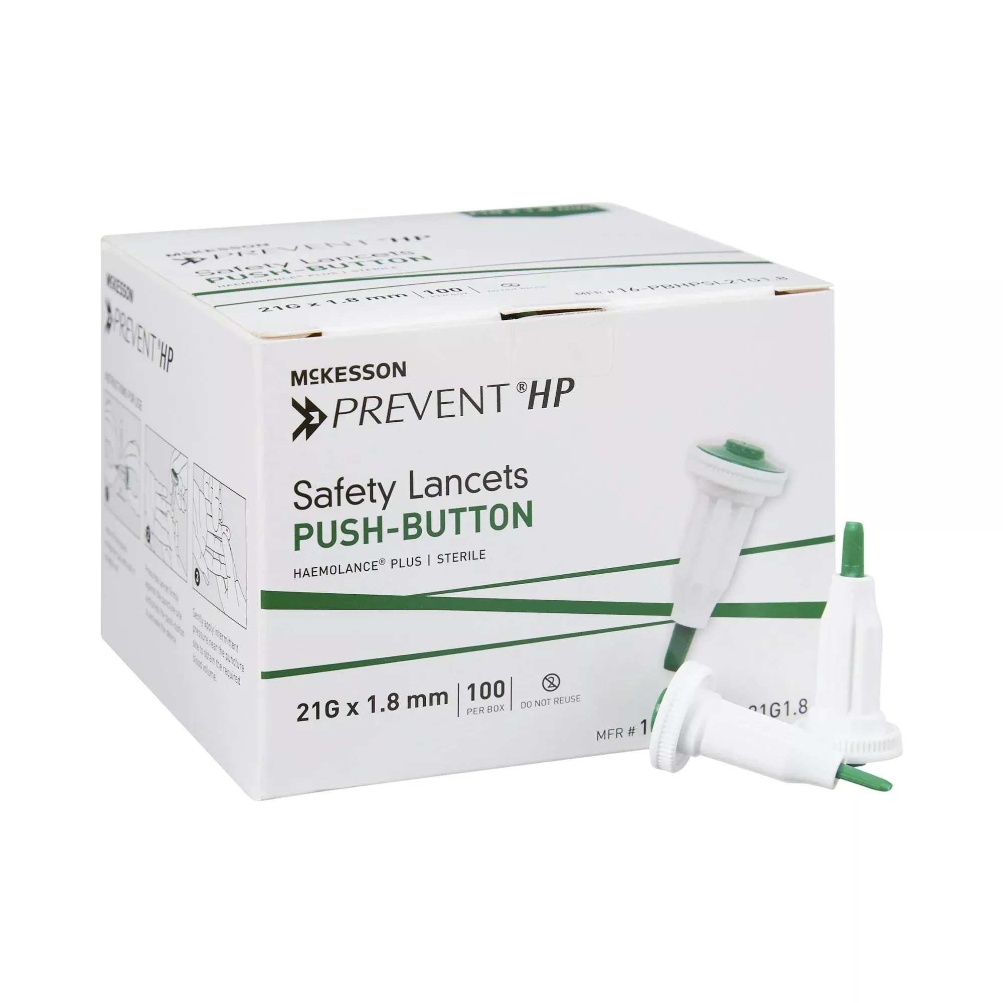 McKesson Prevent Safety Lancet, 21 Gauge, 1 Box of 100