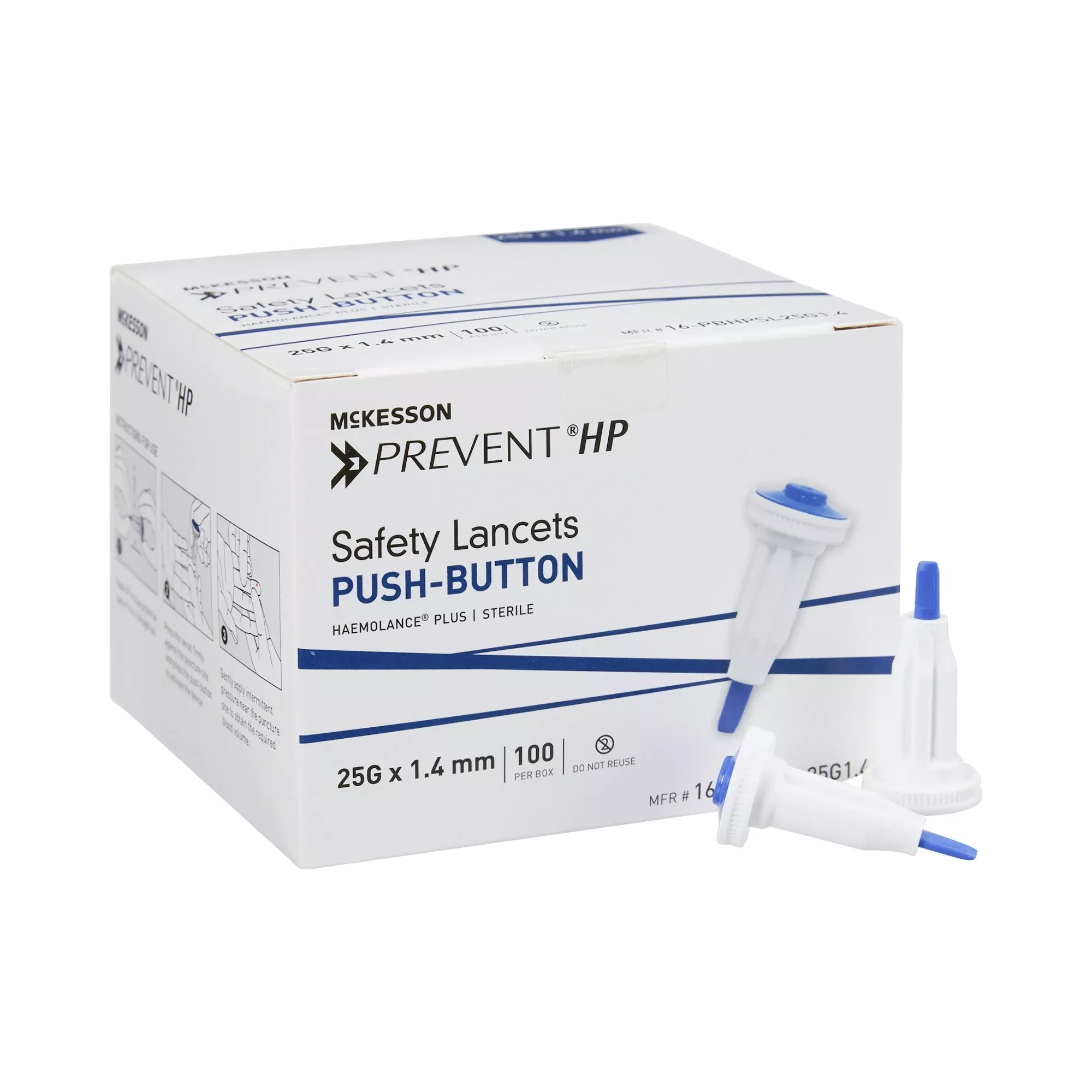 McKesson Prevent Safety Lancet, 25 Gauge, 1 Box of 100