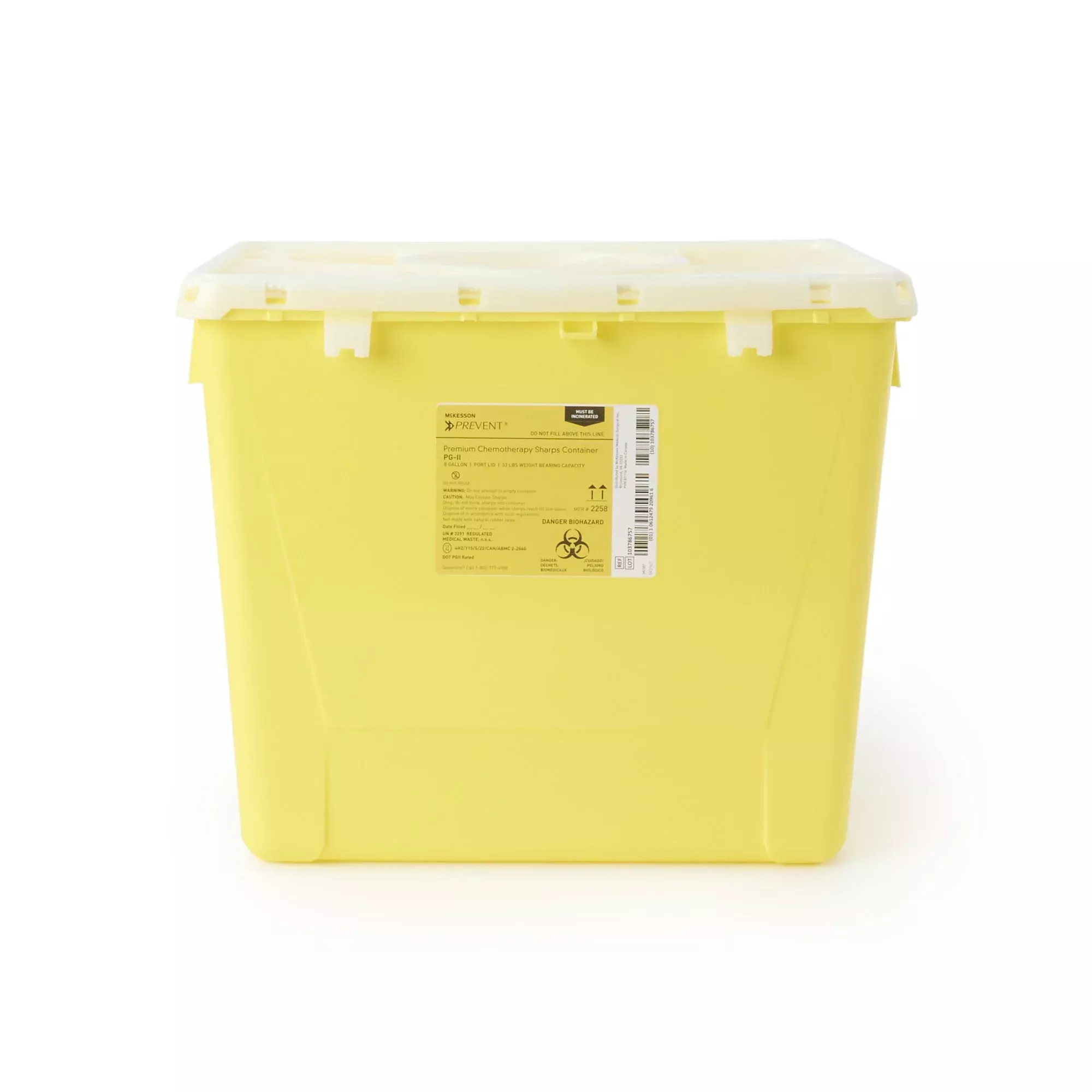 McKesson Prevent Sharps Container, 8 Gallon, 13-1/2 x 17-3/10 x 13 Inch, 1 Case of 9