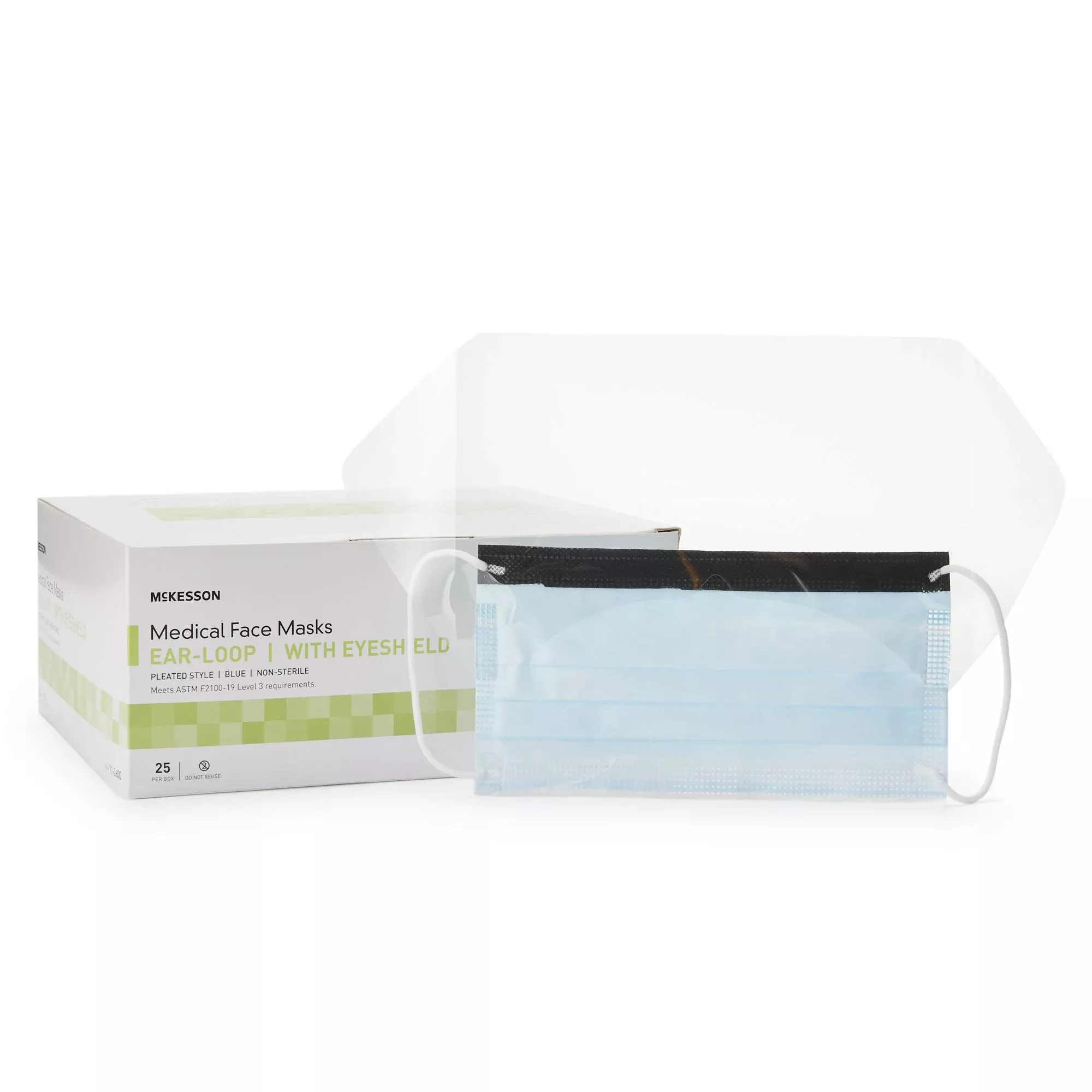 McKesson Procedure Mask with Eye Shield, 1 Box of 25