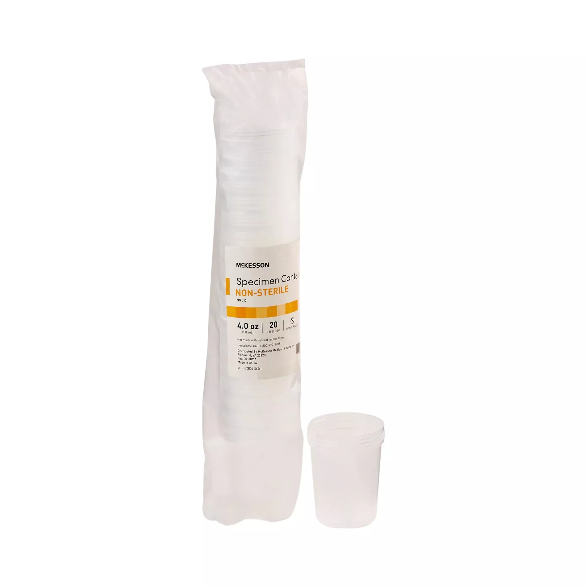 McKesson Specimen Container, 4 oz., Without Lid, 1 Box of 20