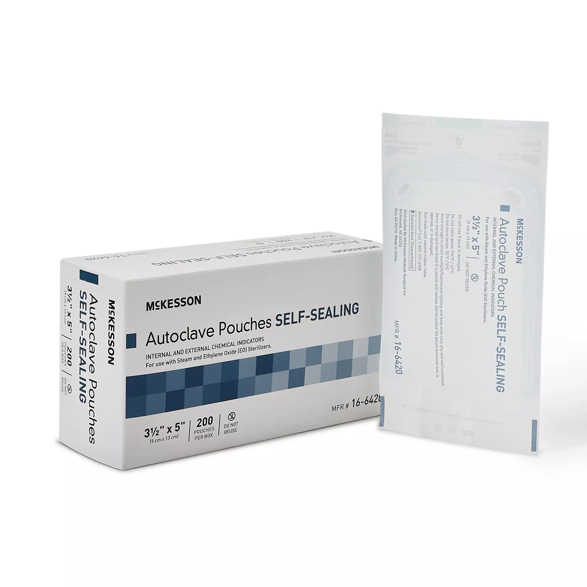 McKesson Sterilization Pouch, 3½ x 5 Inch, 1 Box of 200