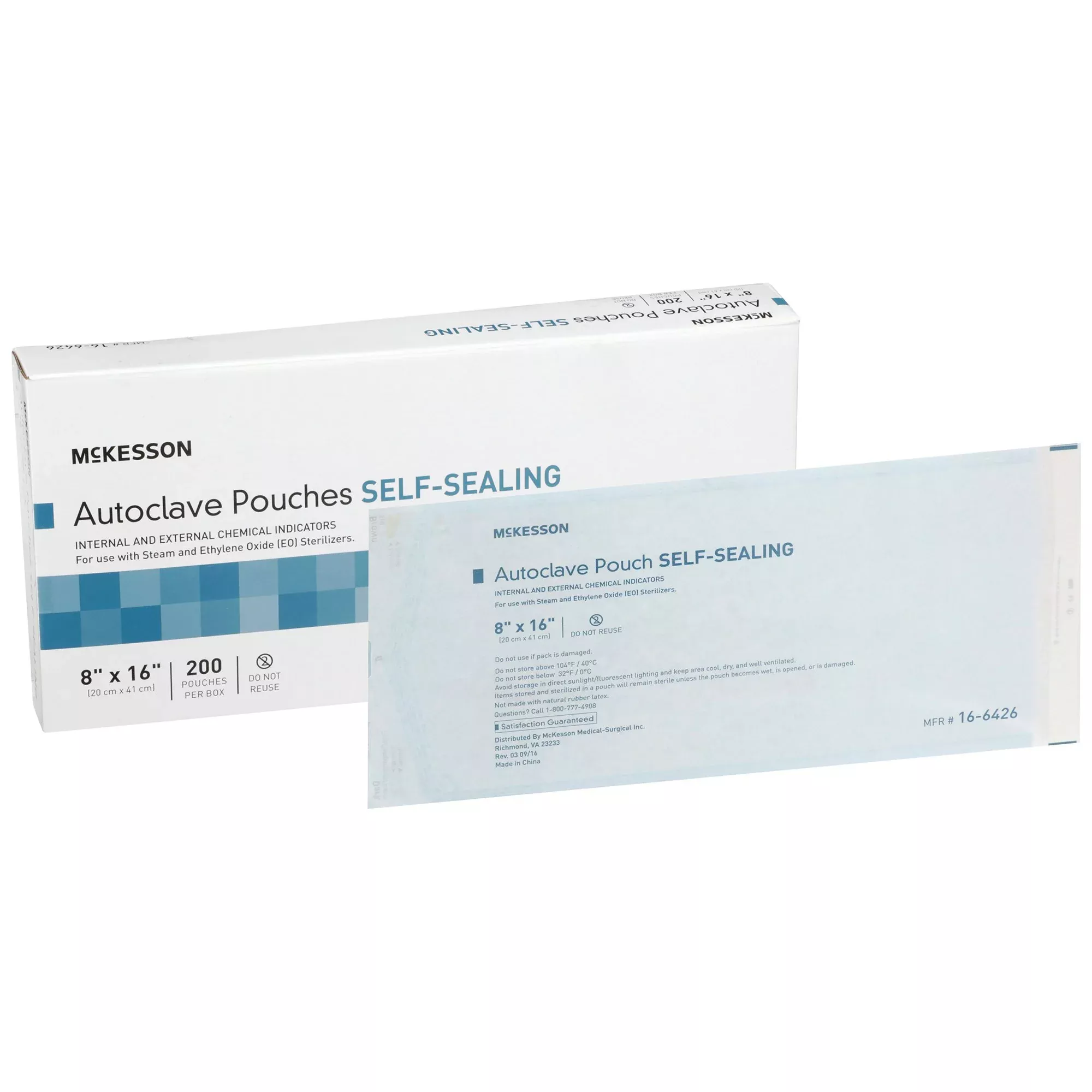 McKesson Sterilization Pouch, 8 x 16 Inch, 1 Box of 200