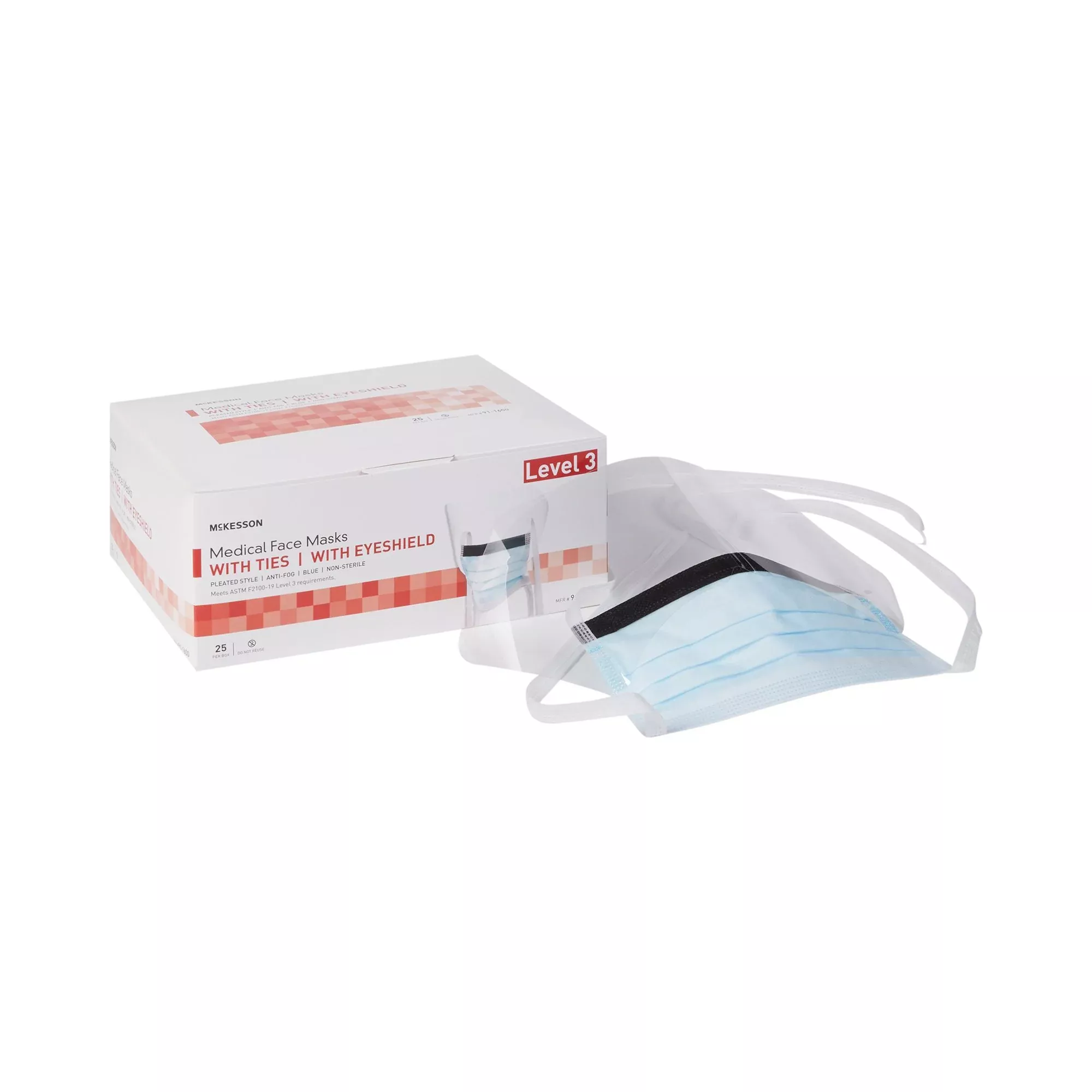 McKesson Surgical Mask with Eye Shield, 1 Box of 25
