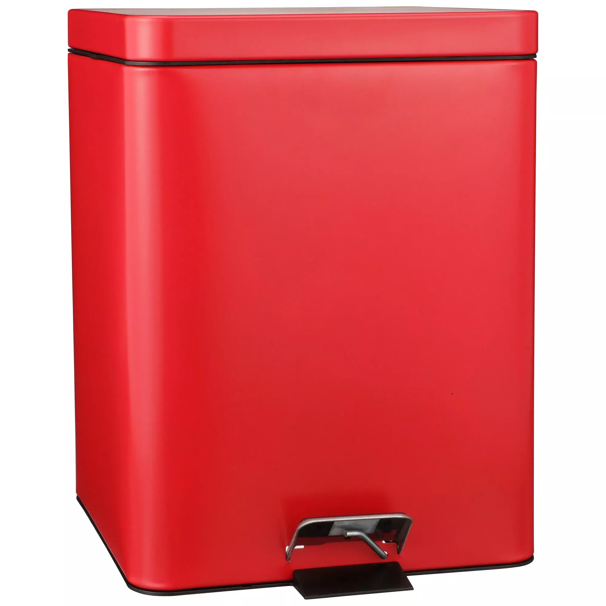 McKesson Trash Can with Plastic Liner, Square, Steel, Step-On, 20 QT, Red, 1 Each