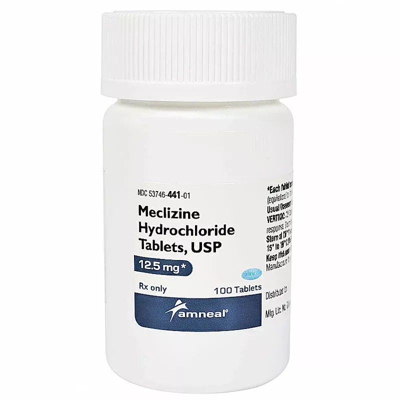 Meclizine Hydrochloride Tablets 12.5 mg by Amneal 100 Count (RX)