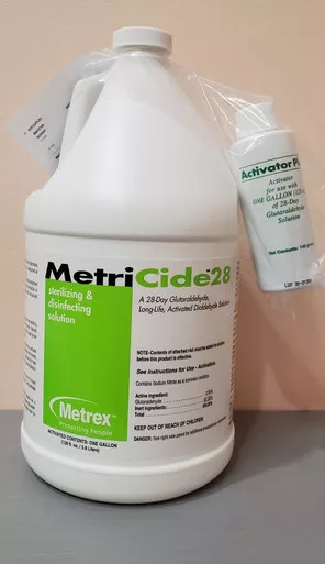 Metrex 10-2800 Glutaraldehyde High-Level Disinfectant MetriCide™ 28 Activation Required Liquid 1 gal. Jug Max 28 Day Reuse. Case of 04