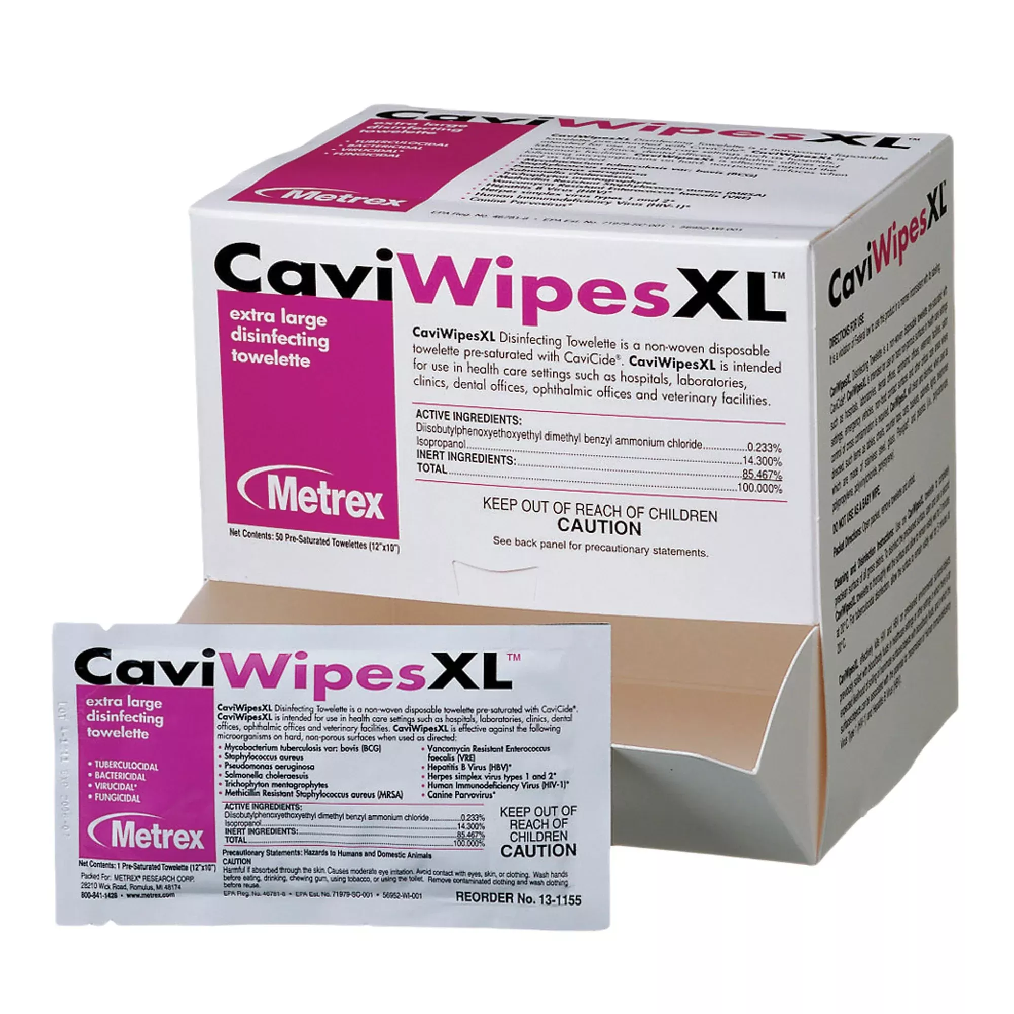 Metrex CaviWipes Surface Disinfectant Alcohol-Based Wipes, Non-Sterile, Disposable, Alcohol Scent, Canister, 9 X 12 Inch, 1 Case of 12