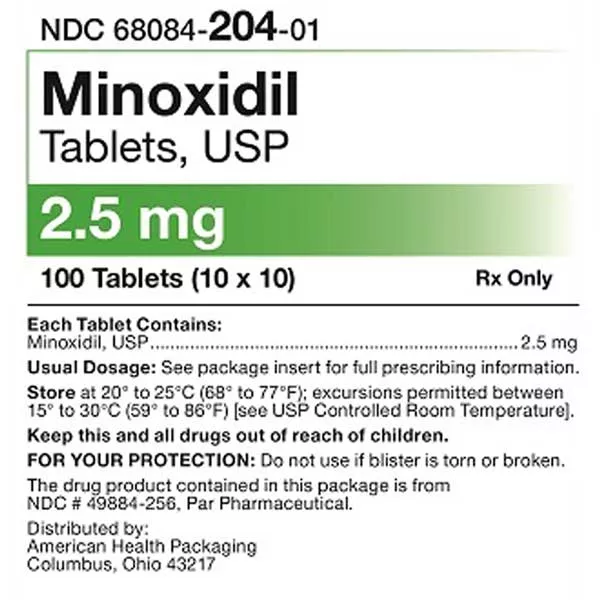 Minoxidil Tablets 2.5 mg (10 Packs of 10) 100 Count (RX)