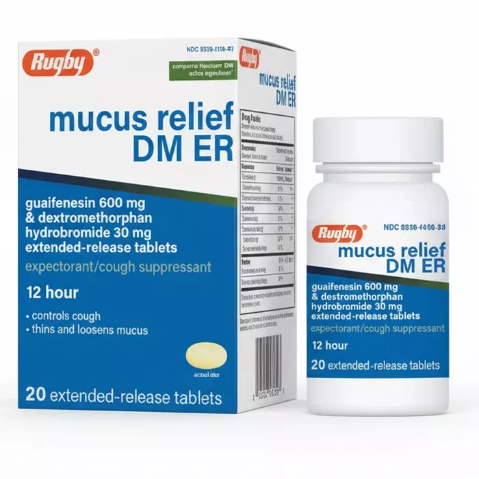 Mucus Relief DM ER Guaifenesin 600 mg & Dextromethorphan 30 mg Extended-Release Tablets 20/Box