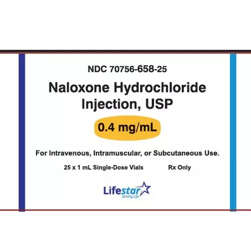 Naloxone Hydrochloride Injection 0.4 mg/mL SIngle Dose Vials 1 mL x 25/Box (RX)