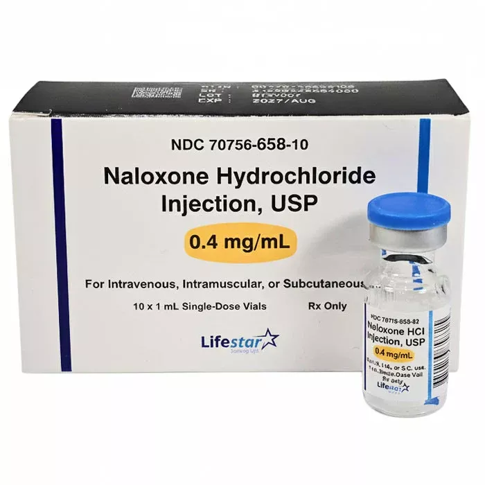 Naloxone Hydrochloride Injection 0.4 mg SIngle Dose 1 mL, 10/Box (RX)