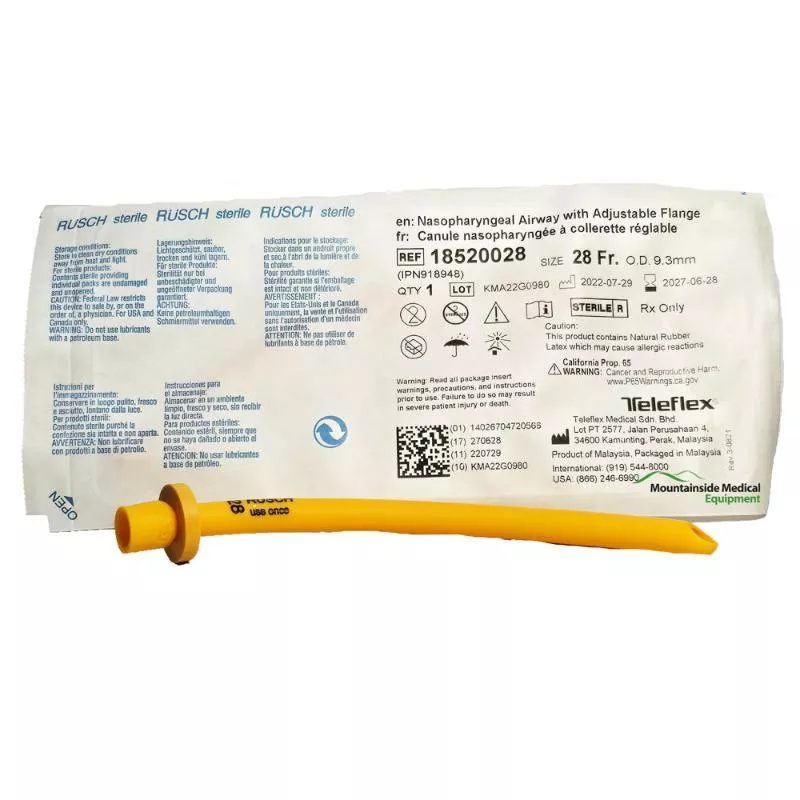 Nasopharyngeal Airway Tube with Adjustable Flange by Rusch 28 French