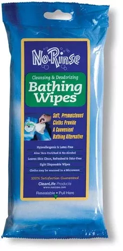 No Rinse Bathing Wipes Retail PackagePk/8