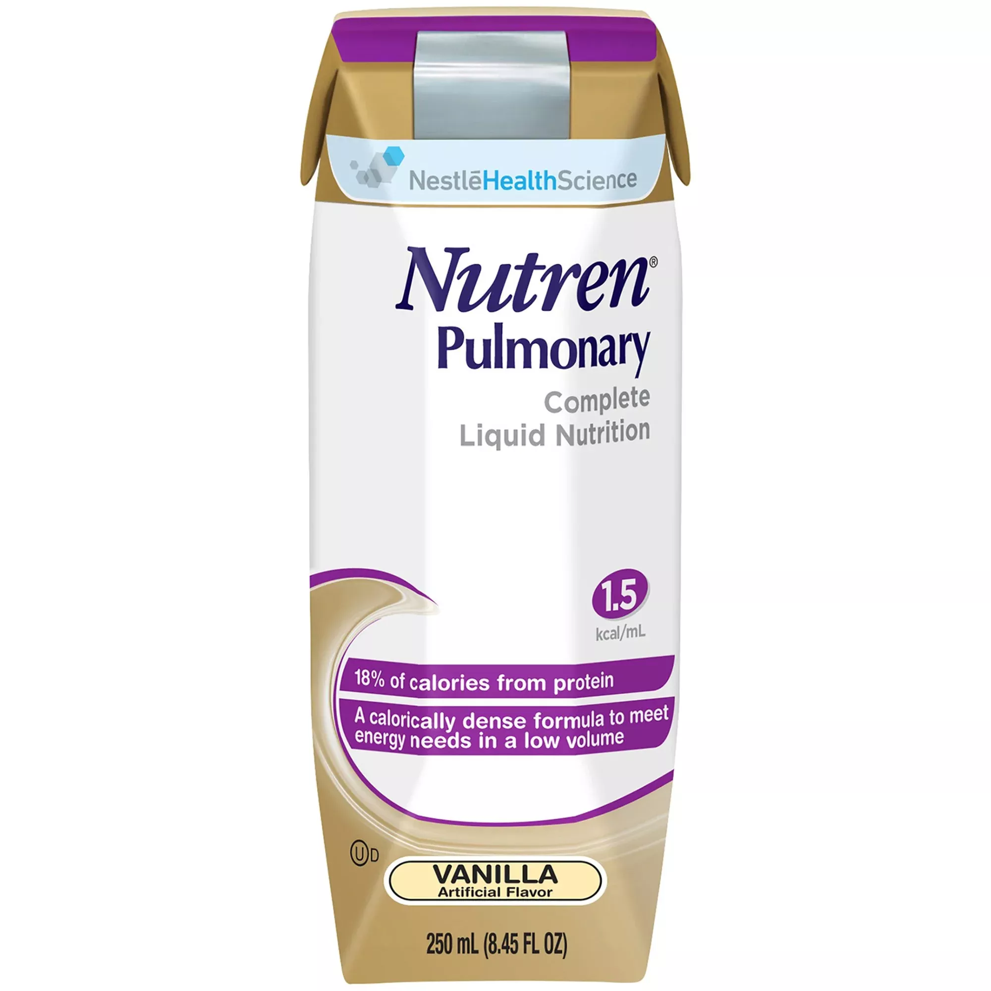 Nutren Pulmonary Vanilla Oral Supplement, 250 mL Carton, 1 Each