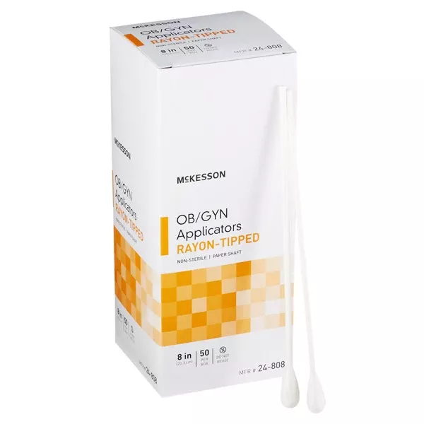 OB/GYN Rayon-Tipped Cotton Applicators 8 inch, Non-Sterile 50/Box