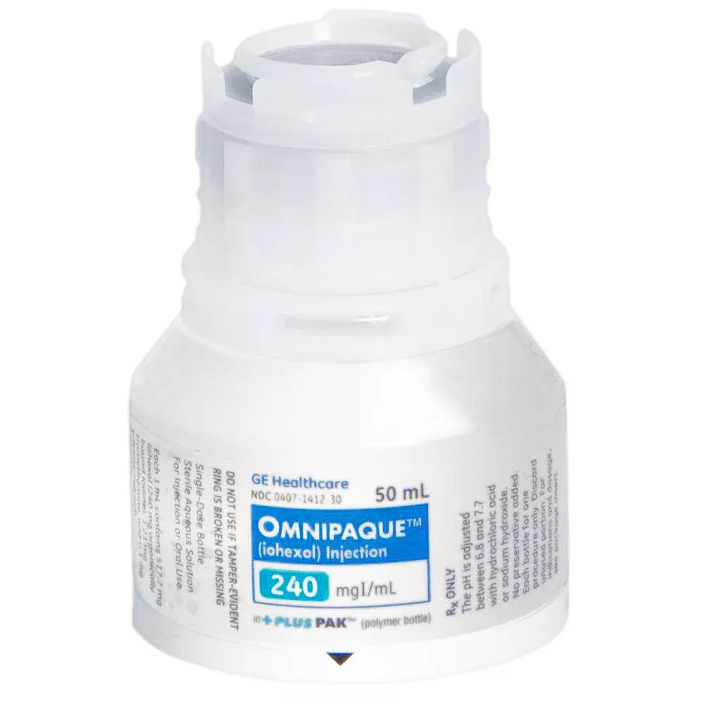 Omnipaque 240 (Iohexol) Injection 240 mg/mL Bottles 50 mL x 10/Case by GE Heathcare (Rx)