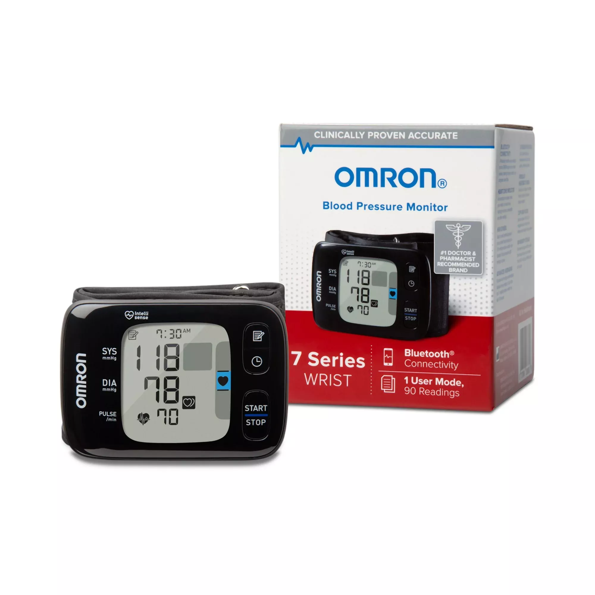 Omron 7 Series Digital Blood Pressure Wrist Unit, Automatic Inflation, Adult, One Size Fits Most, 1 Each
