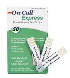 On Call Express Blood Glucose Test Strips, 1 Box of 12