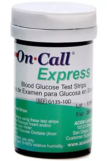 On Call Express Blood Glucose Test Strips, 1 Vial of 50