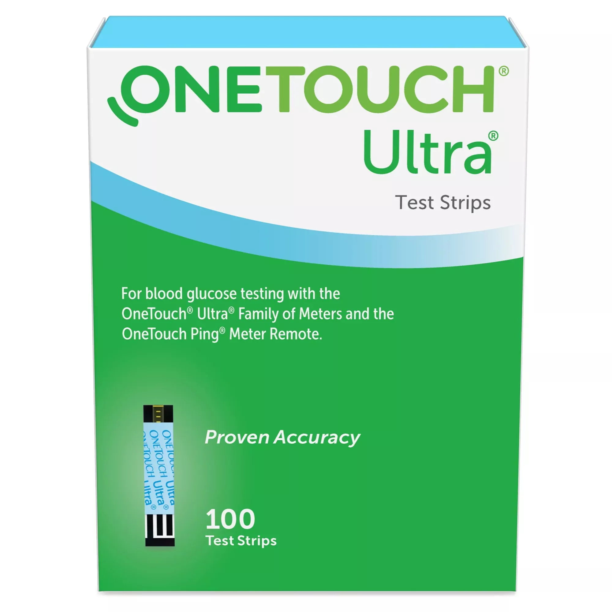 OneTouch Ultra Blue Blood Glucose Test Strip, 1 Box of 100