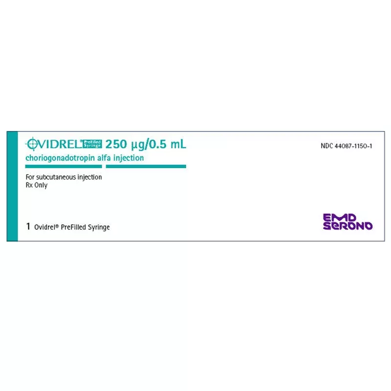 Ovidrel Injection Prefilled Syringe 250 mcg (Choriogonadotropin Alfa Injection) by EMD Serono 0.5 mL **Refrigeration Required