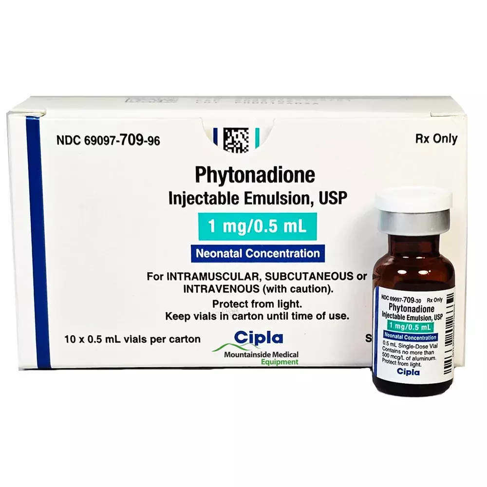 Phytonadione Vitamin K Injection for Newborn Babies 1 mg/0.5 mL Dose Neonatal Concentration 0.5 mL x 10/Box (RX)