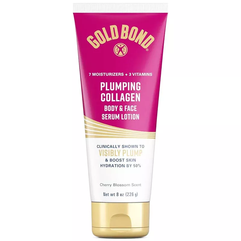 Plumping Collagen Body & Face Serum Lotion with Collagen Peptide Complex, Jojoba and Grapeseed Oil, Cherry Blossom Scent 8 oz