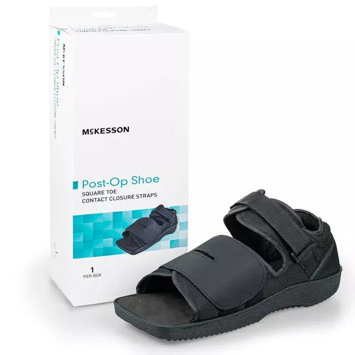 Post-Op Surgery Cast Foot Walking Shoe with Squared-Toe, Contact Closure Straps, Unisex